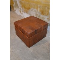 thumb-Vintage patchwork leren hocker met opbergruimte-3