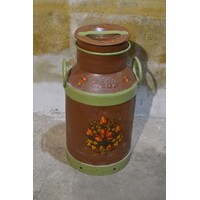 thumb-Vintage metalen melkbus geschilderd met bloemmotieven-1