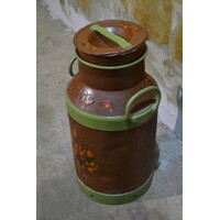 thumb-Vintage metalen melkbus geschilderd met bloemmotieven-3