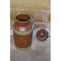 thumb-Vintage metalen melkbus geschilderd met bloemmotieven-5