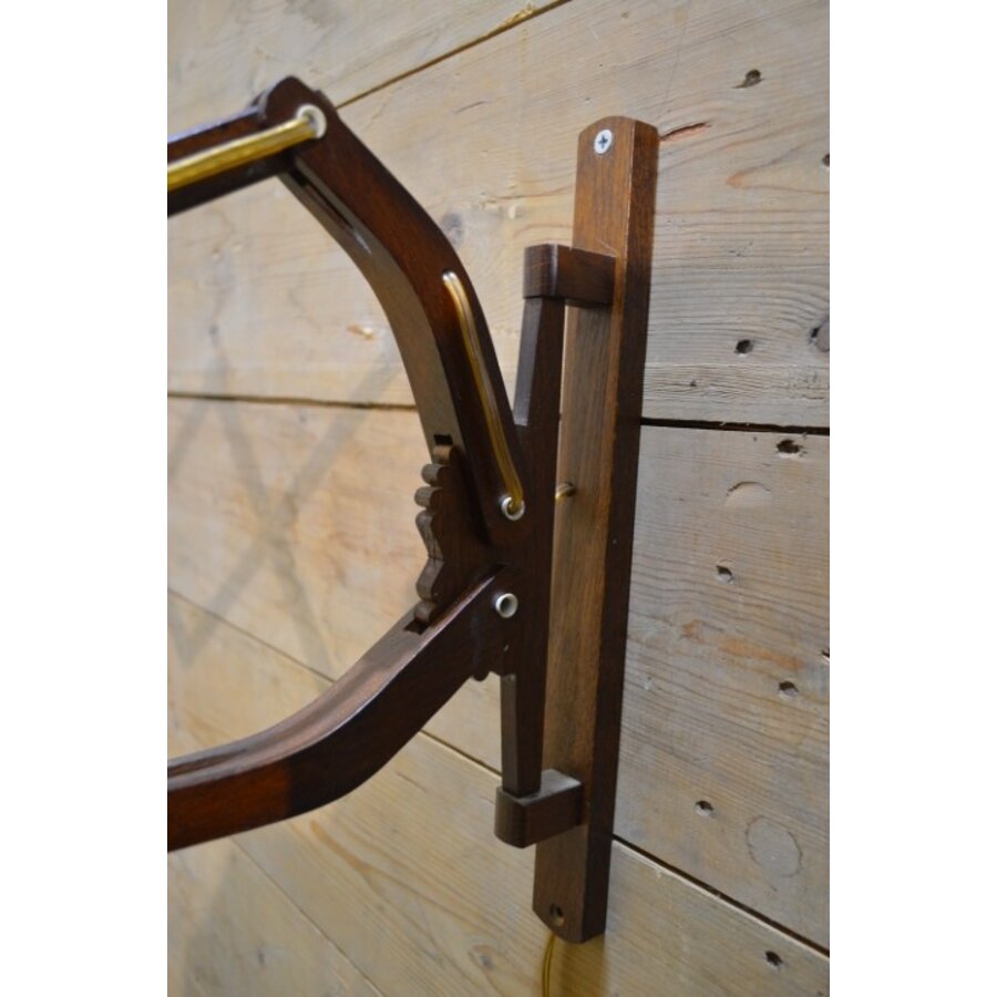 Retro houten schaarlamp met harmonica arm, verstelbaar tot 160 cm-4