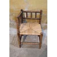 thumb-Antiek bobbin hoekstoeltje met rieten zitting en gedraaide poten-3
