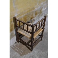 thumb-Antiek bobbin hoekstoeltje met rieten zitting en gedraaide poten-5