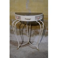 thumb-Beliani COGGIA sidetable – Halfronde metalen wandtafel met lade-1