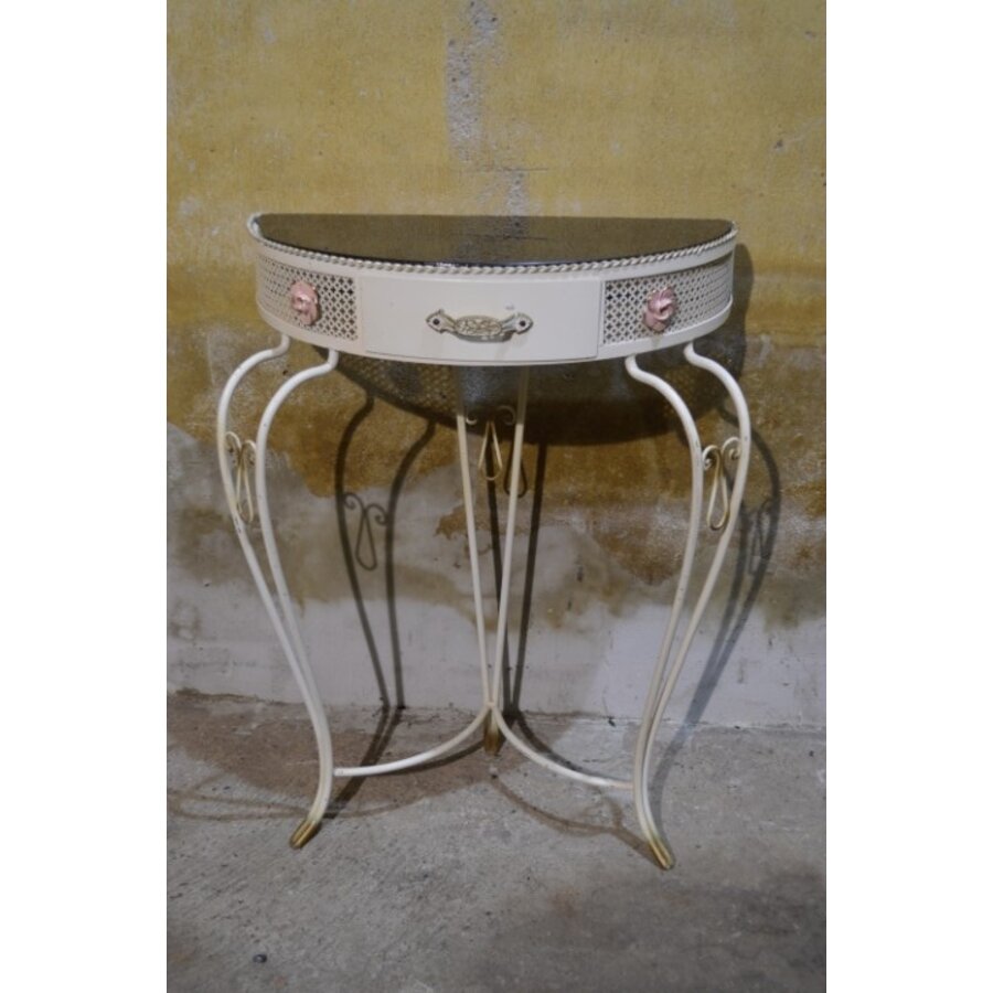 Beliani COGGIA sidetable – Halfronde metalen wandtafel met lade-1