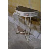 thumb-Beliani COGGIA sidetable – Halfronde metalen wandtafel met lade-2