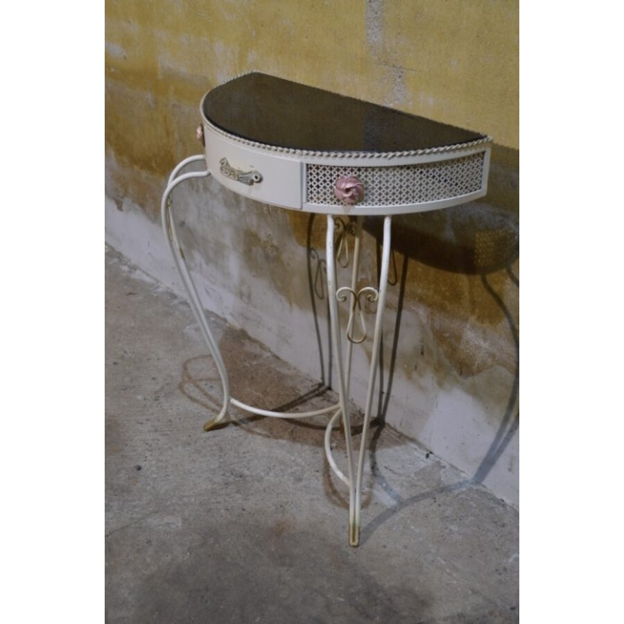 Beliani COGGIA sidetable – Halfronde metalen wandtafel met lade-2