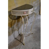 thumb-Beliani COGGIA sidetable – Halfronde metalen wandtafel met lade-3