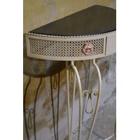 thumb-Beliani COGGIA sidetable – Halfronde metalen wandtafel met lade-4