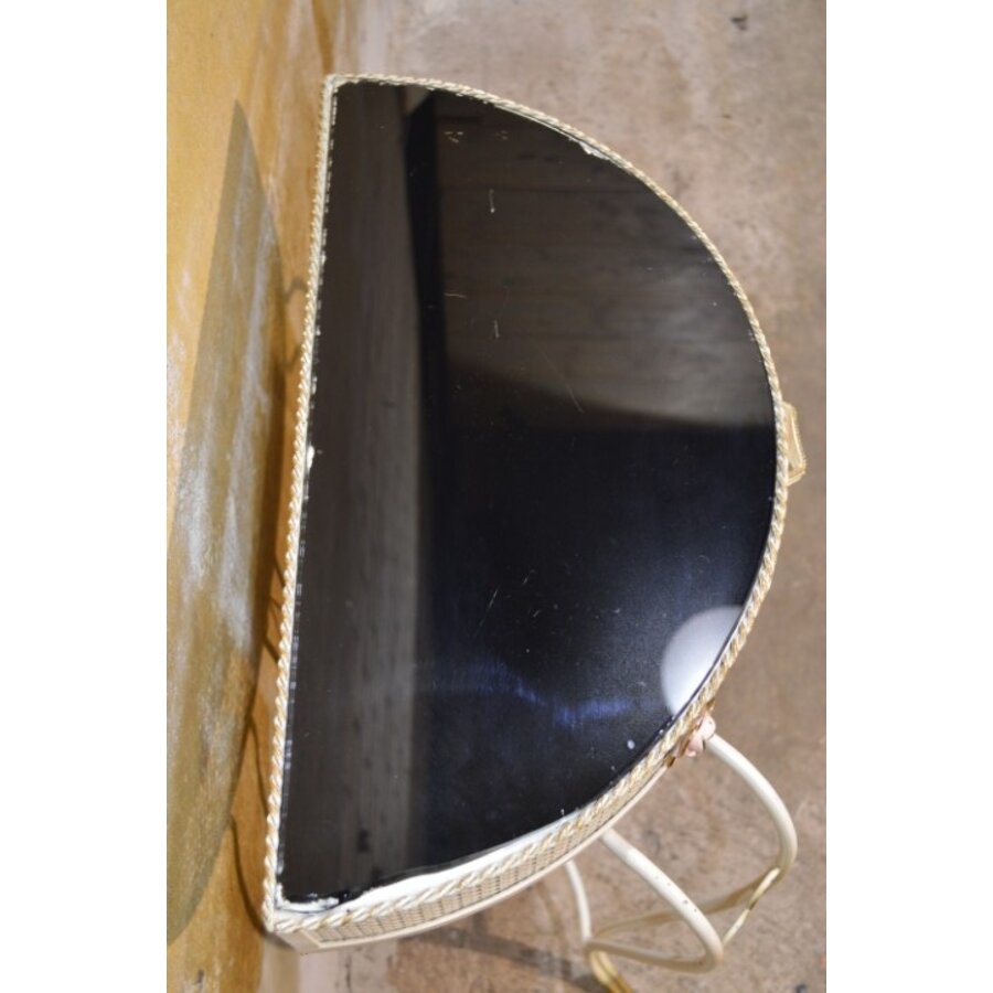 Beliani COGGIA sidetable – Halfronde metalen wandtafel met lade-5