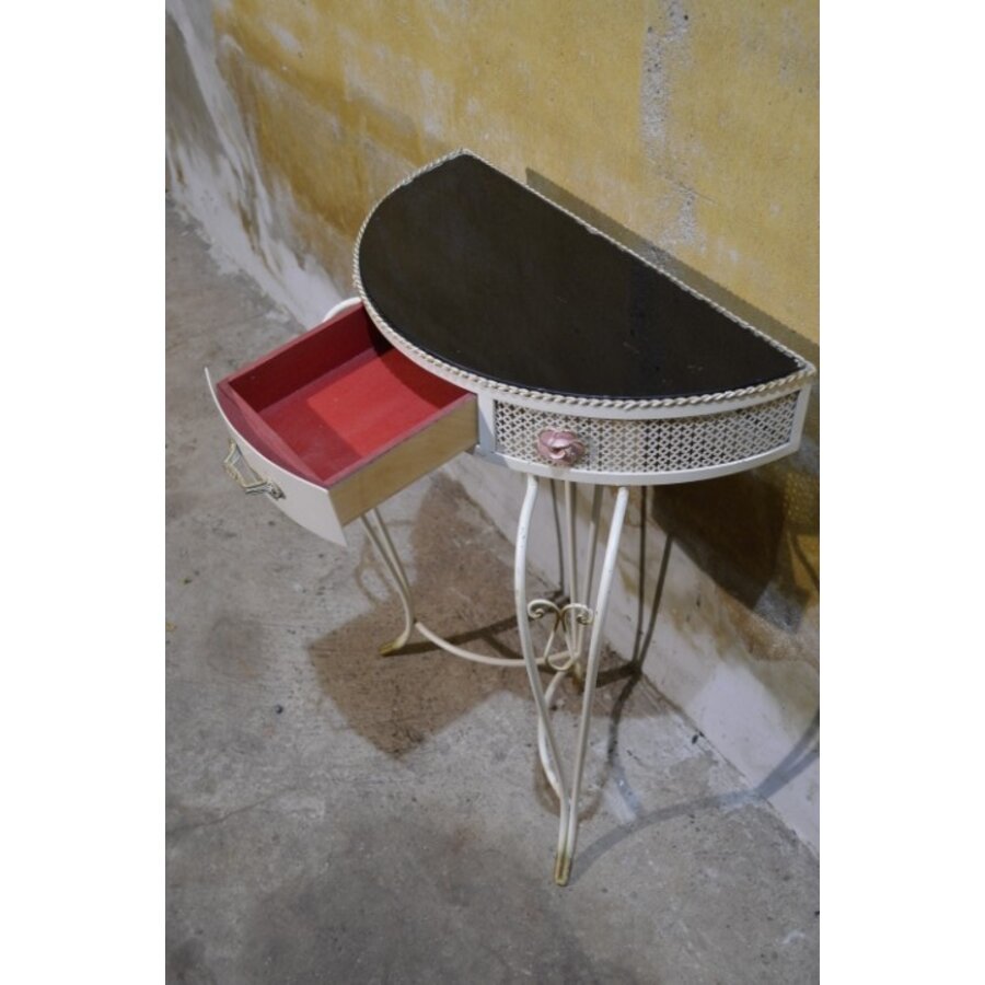 Beliani COGGIA sidetable – Halfronde metalen wandtafel met lade-7