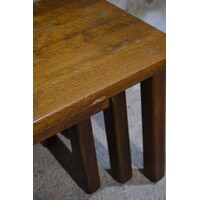 thumb-Set massief eiken bijzettafeltjes – Vintage nesttafels met gebruikssporen-2