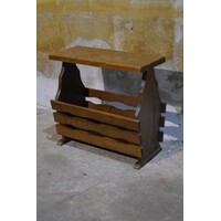 thumb-Eiken lectuurbak tafeltje – Vintage tijdschriftenhouder en bijzettafel-3