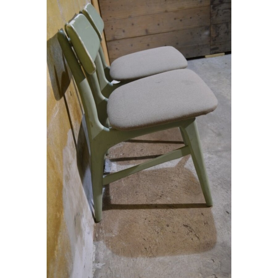 Set van 2 retro keukenstoelen – Jaren 60 houten stoeltjes groen geschilderd-3