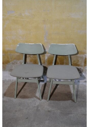 Set retro keukenstoelen hout 