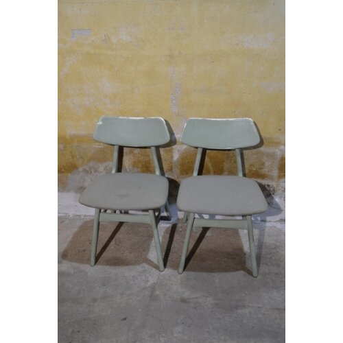 Set retro keukenstoelen hout 