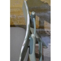 thumb-Set van 2 retro keukenstoelen – Jaren 60 houten stoeltjes groen geschilderd-6