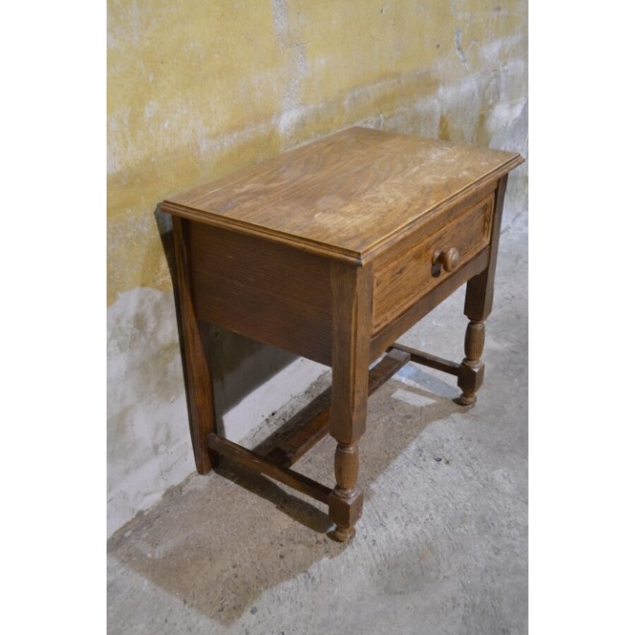 Donker eiken kastje met lade klein bijzetkastje nachtkastje-2