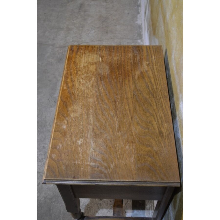 Donker eiken kastje met lade klein bijzetkastje nachtkastje-4