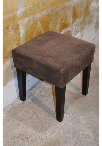 Zitkrukje hout nubuck leer 