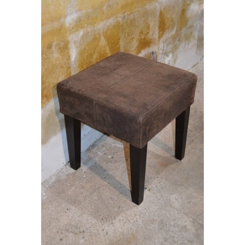 Zitkrukje hout nubuck leer 