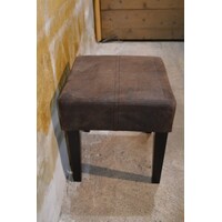thumb-Zitkrukje met houten poten en donkerbruin nubuck leren zitting-2