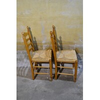 thumb-Set van 2 knopstoelen blank eiken houten stoelen klassiek model-6