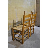 thumb-Set van 2 knopstoelen blank eiken houten stoelen klassiek model-8