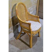 thumb-Vintage rotan armstoel jaren 80 webbing stijl fauteuil stoel-1