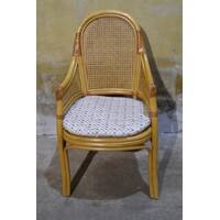 thumb-Vintage rotan armstoel jaren 80 webbing stijl fauteuil stoel-2