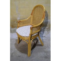 thumb-Vintage rotan armstoel jaren 80 webbing stijl fauteuil stoel-3