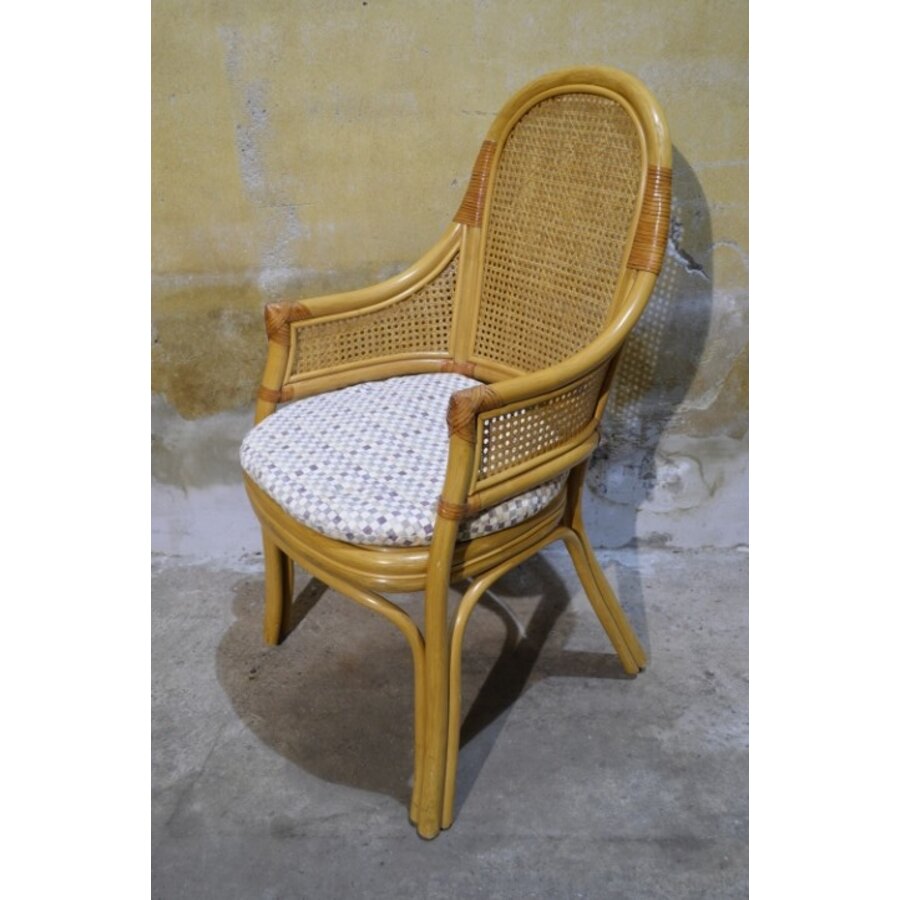 Vintage rotan armstoel jaren 80 webbing stijl fauteuil stoel-3