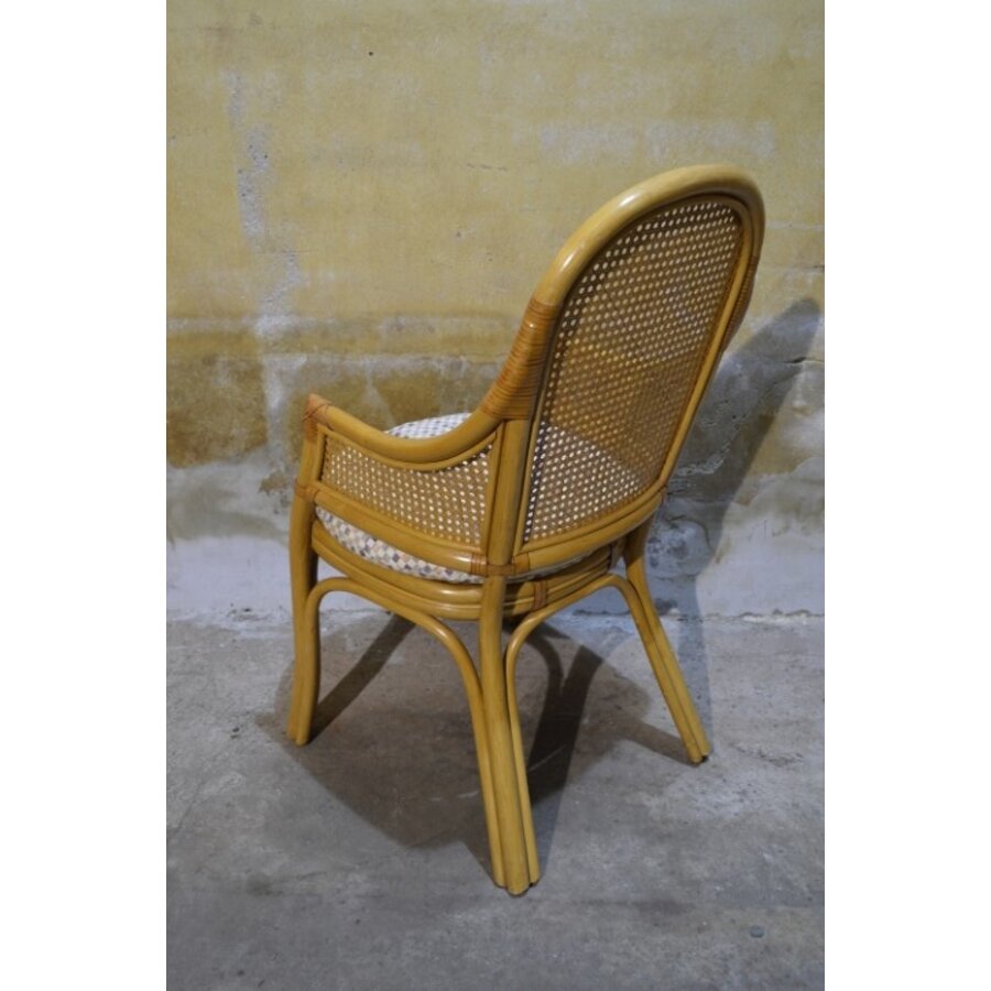 Vintage rotan armstoel jaren 80 webbing stijl fauteuil stoel-4