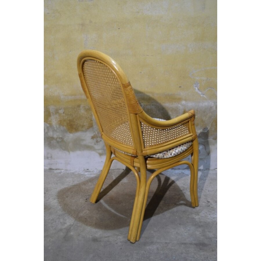 Vintage rotan armstoel jaren 80 webbing stijl fauteuil stoel-5