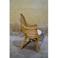 thumb-Vintage rotan armstoel jaren 80 webbing stijl fauteuil stoel-6