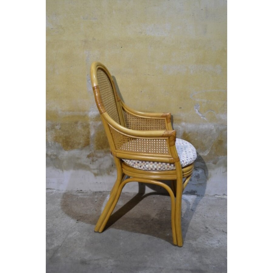 Vintage rotan armstoel jaren 80 webbing stijl fauteuil stoel-6