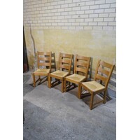 thumb-Set van 4 eiken stoelen met biezen zitting blank hout landelijk-2