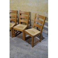 thumb-Set van 4 eiken stoelen met biezen zitting blank hout landelijk-3