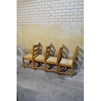 thumb-Set van 4 eiken stoelen met biezen zitting blank hout landelijk-6