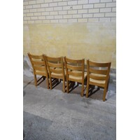 thumb-Set van 4 eiken stoelen met biezen zitting blank hout landelijk-7