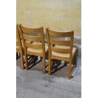 thumb-Set van 4 eiken stoelen met biezen zitting blank hout landelijk-8