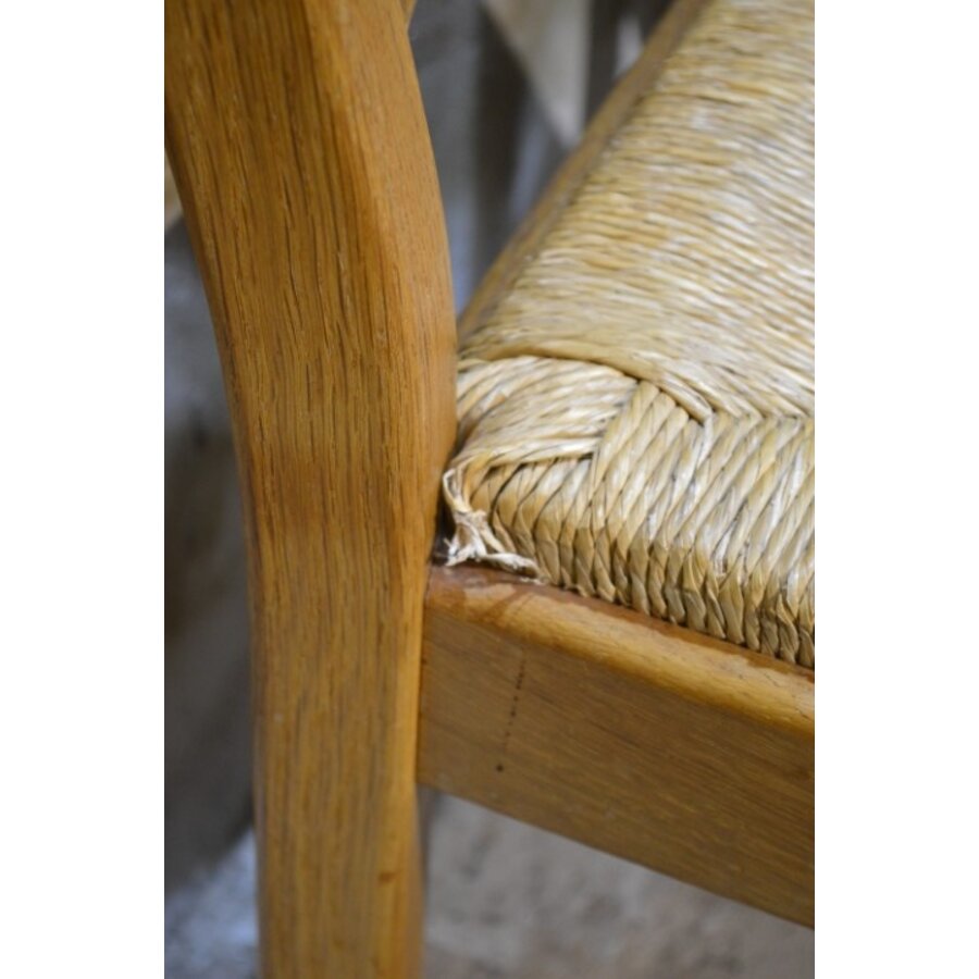 Set van 4 eiken stoelen met biezen zitting blank hout landelijk-10