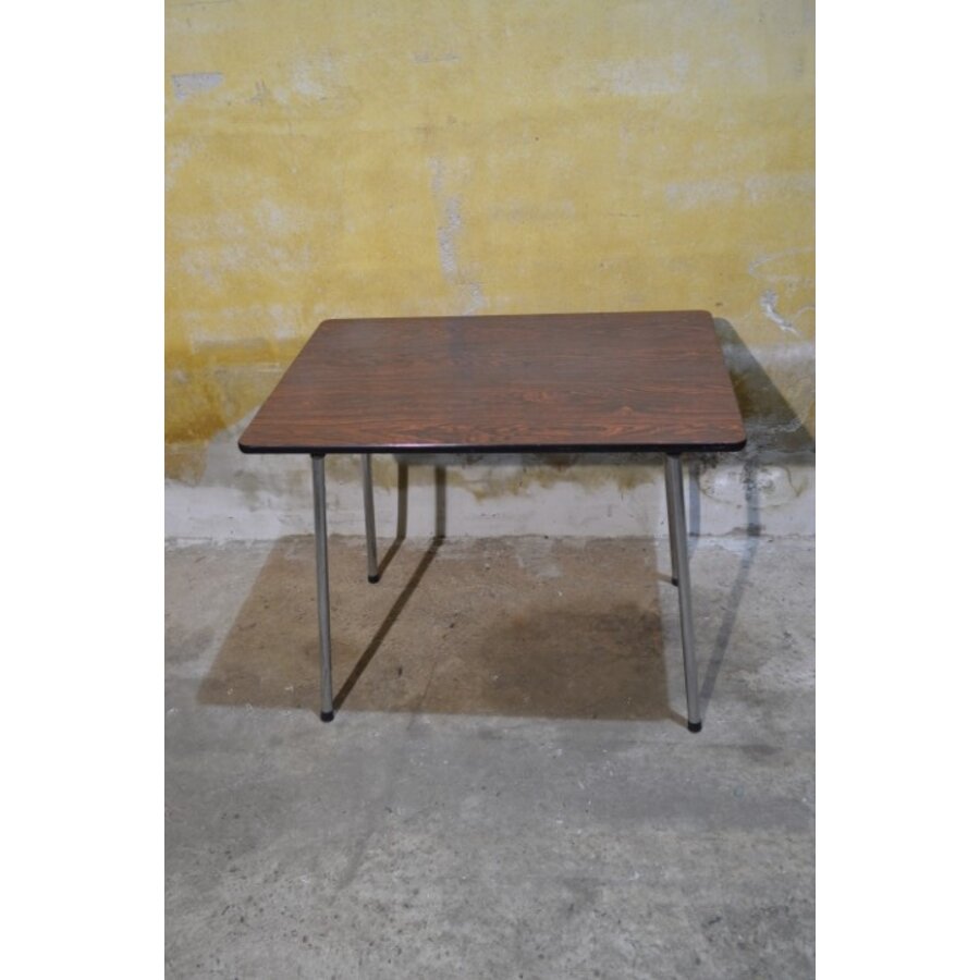 Retro eettafel jaren 60 formica blad houtlook met chromen poten-2