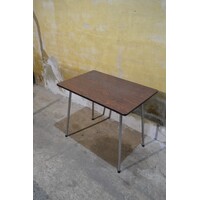 thumb-Retro eettafel jaren 60 formica blad houtlook met chromen poten-3