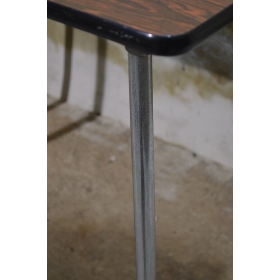 Retro eettafel jaren 60 formica blad houtlook met chromen poten-4