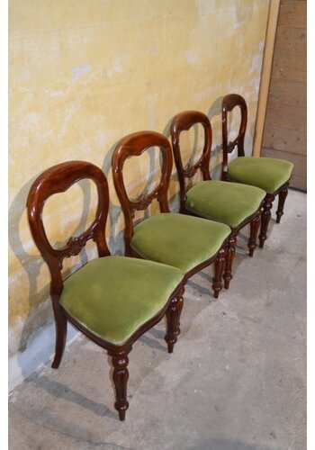 Victoriaanse stoelen mahonie set van 4 