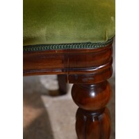 thumb-Set van 4 Victoriaanse mahonie stoelen ballonrug olijfgroen velours-4