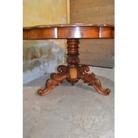 thumb-Antieke ronde mahonie tafel met gesneden onderstel klassiek-2