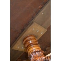 thumb-Antieke ronde mahonie tafel met gesneden onderstel klassiek-7