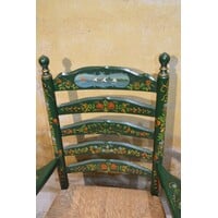 thumb-Antieke Hindelooper armstoel handbeschilderd met biezen zitting-5